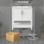 Elegant Bathroom Vanity with Ceramic Sink and Storage - White or Green