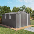 Outdoor Storage Shed with Lockable Doors - Dark Gray