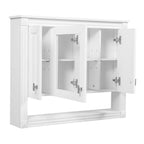 Wall-Mounted Bathroom Cabinet with Mirror and Open Shelf – White