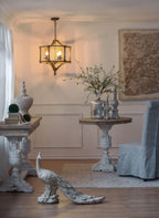3 Light Wood Drum Chandelier