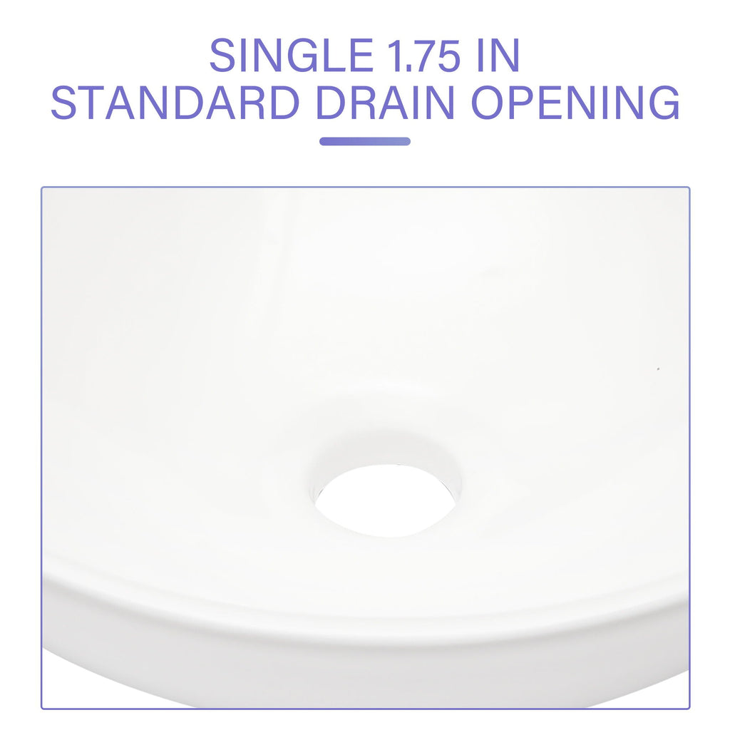Modern Ceramic Circular Vessel Bathroom Sink with Stain Resistant Finish - White