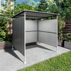 Outdoor Pergola Bike Storage Shed with Galvanized Steel Roof - Gray