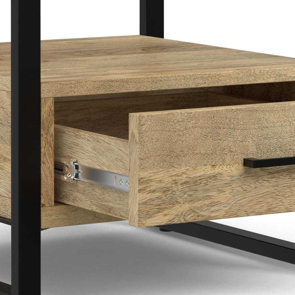 Natural Bedside Table with Drawer and Open Storage - Natural
