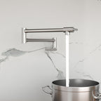 Wall Mount Pot Filler Faucet with Dual Handles - Brushed Nickel
