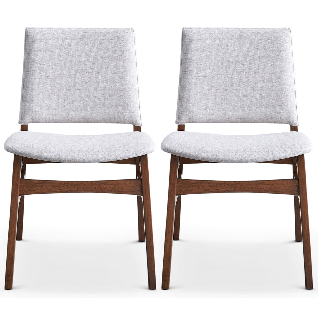 Brown / Light Gray Dining Chair Set with Solid Wood Frame - Set of 2