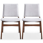 Brown / Light Gray Dining Chair Set with Solid Wood Frame - Set of 2