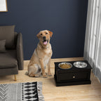 PawHut Large Elevated Dog Bowls with Storage Drawer