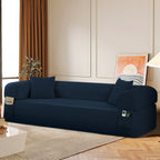 Spring Sofa with High-Quality Fabric and Storage - Blue