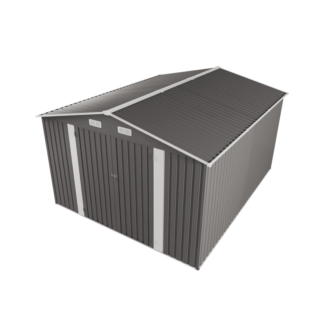 Outdoor Storage Shed with Lockable Doors - Dark Gray