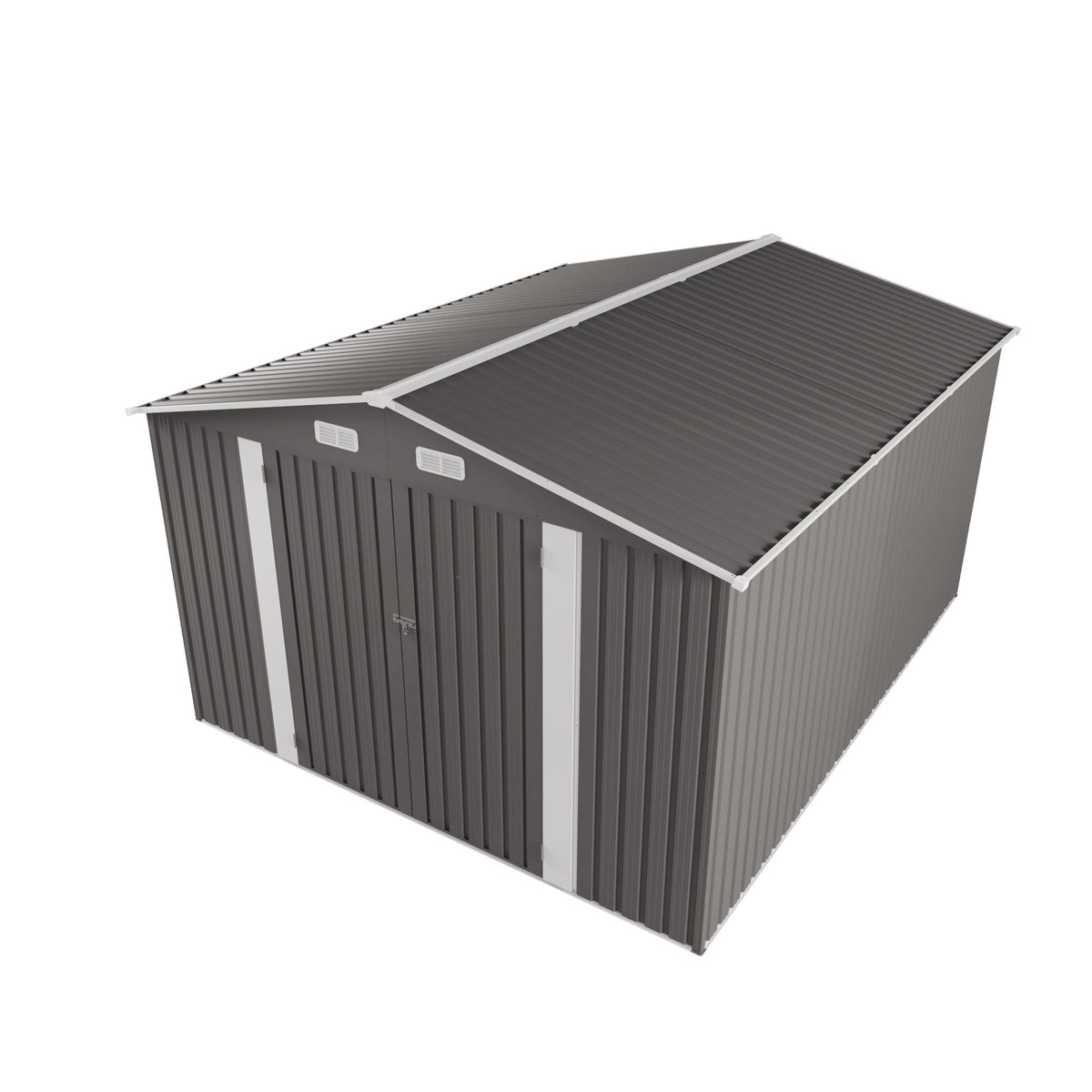 Outdoor Storage Shed with Lockable Doors - Dark Gray