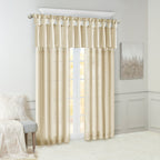 Champagne Twist Tab Lined Window Curtain Panel with Faux Silk Finish - 50" x 95"