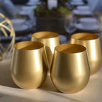 Plastic Wine Glasses Set of 4 with Unbreakable Shatterproof Design - Gold or Pearl Silver