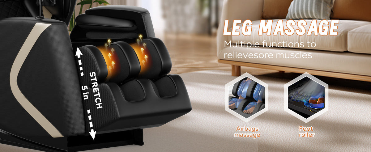 Massage Chair Recliner with Zero Gravity and Full Body Air Pressure - Black
