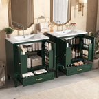 60" Double Sink Bathroom Vanity with Ample Storage - Green