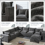 Modular Sectional Sofa with Movable Storage Ottoman - Chenille