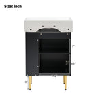 Bathroom Vanity with Single Ceramic Sink and Side Storage - Multiple Colors
