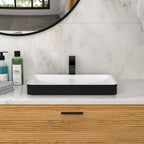 Semi Recessed Bathroom Sink with Vessel Design - Durable Glazed, White / Black