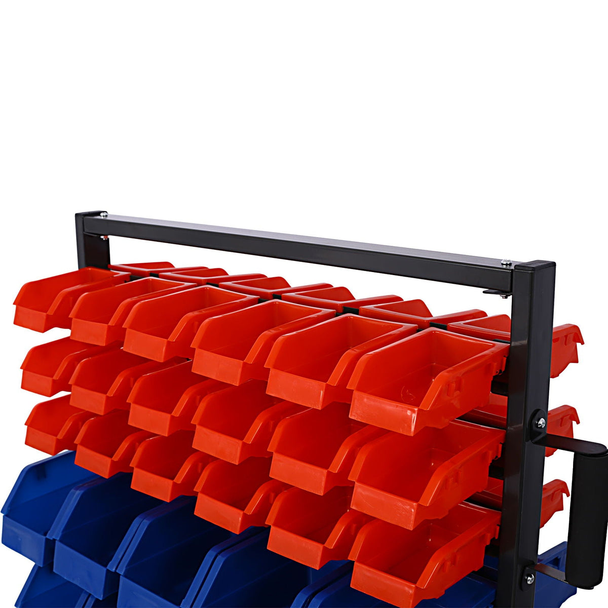 90 Parts Bin Shelving Storage Organizer with Locking Wheels - Black/Yellow