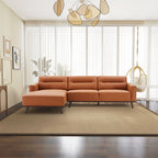 L-Shaped Sectional Couch with Solid Wood Frame and Vegan Upholstery - Yellow or Light Brown