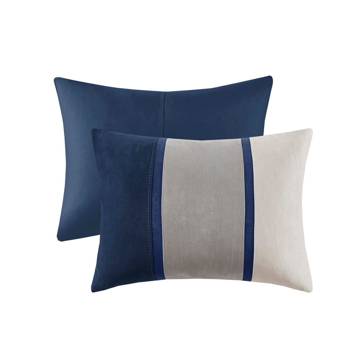 Blue Faux Suede 7 Piece Comforter Set with Hypoallergenic Fill - King
