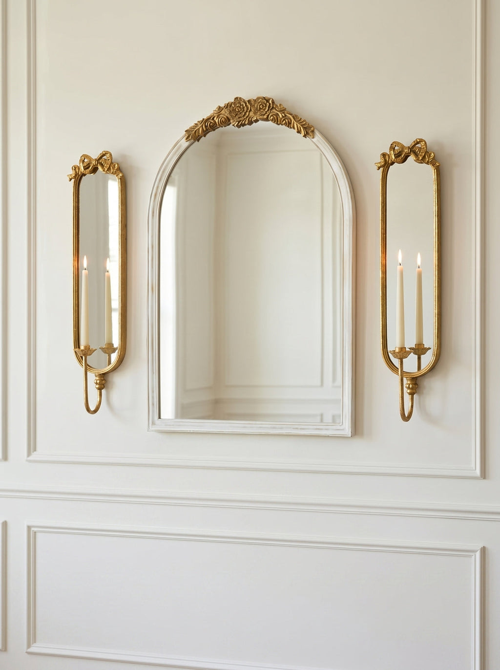 Set of 2 Wall Mirrors with Glass and Metal Frame