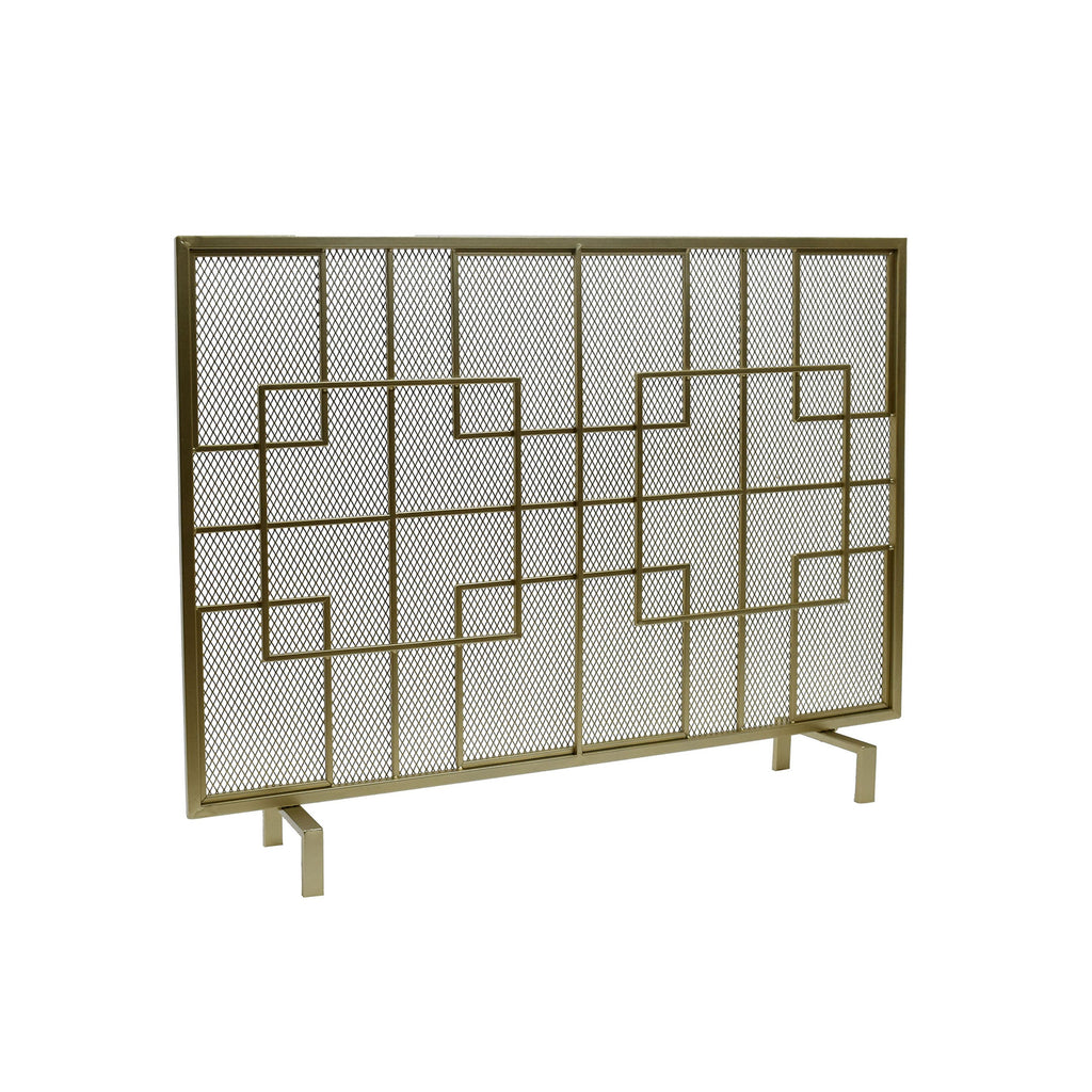 Modern Single Panel Iron Fire Screen with Fine Mesh - Black