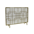 Modern Single Panel Iron Fire Screen with Fine Mesh - Black