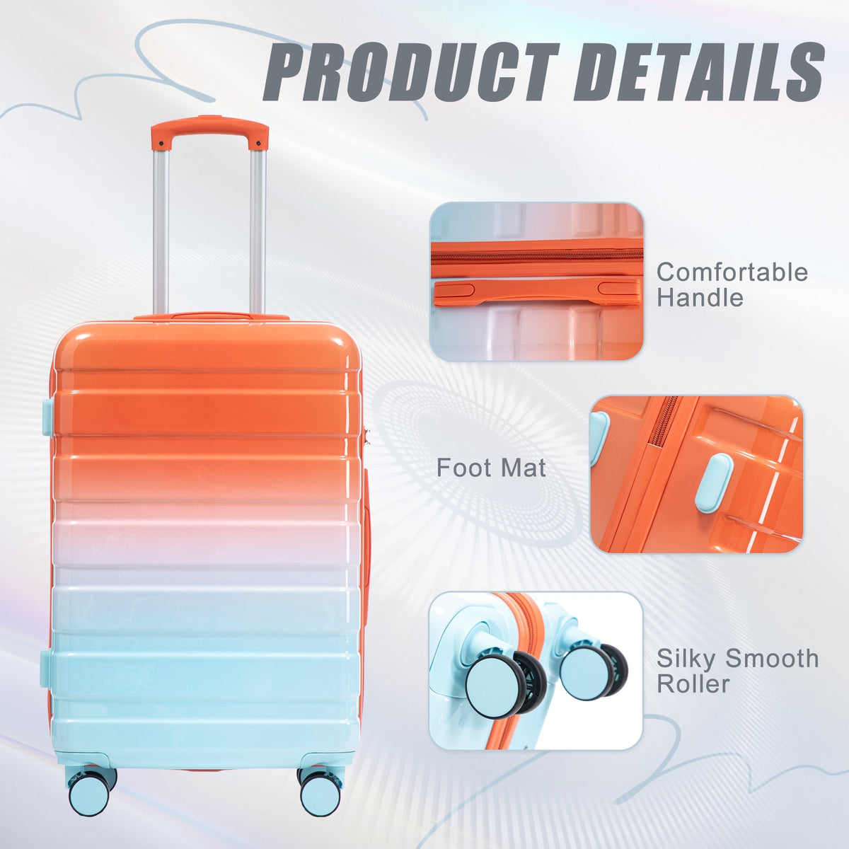 3-Piece Spinner Wheel Luggage Set with Silent Wheels - Blue Red