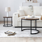 Nesting Round End Tables with Metal Frame - Set of 2