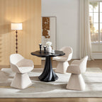 Sculptural Round Dining Table with Petal Shape and Root Texture Base - Black