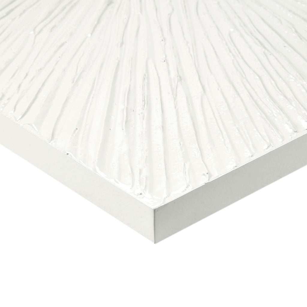 Luminous Burst Dimensional Resin Wall Art with Abstract Design - White Gloss