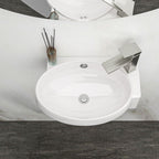 Modern Rectangle Wall Mount Bathroom Sink with Single Faucet Hole - White