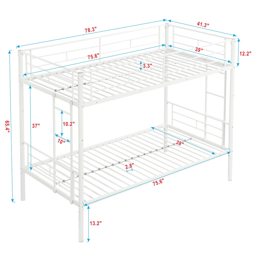 Twin Over Twin Metal Bunk Bed with Trundle - Black
