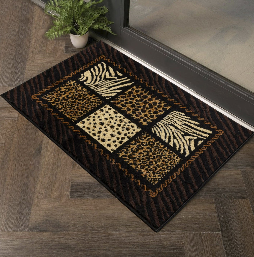 Premium Accent Rug with Animal Print Design - Multicolor