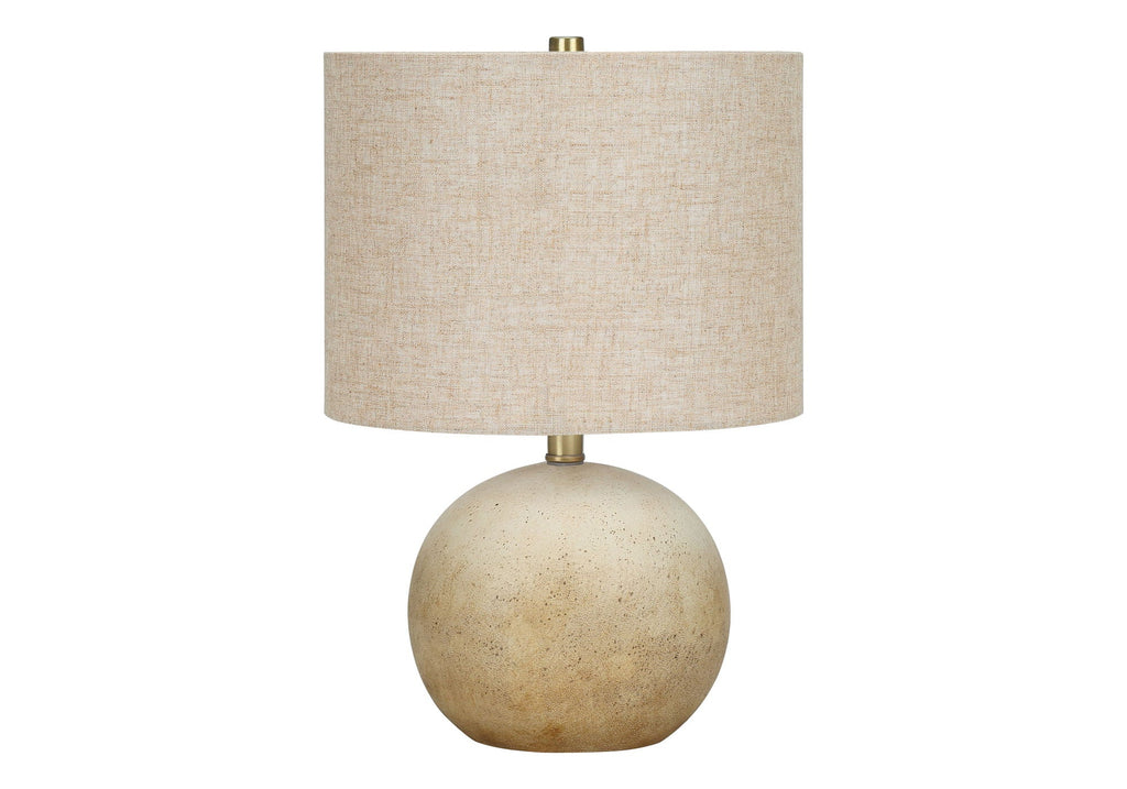 Table Lamp Lighting with Concrete Base and Drum Shade - Beige or Gray