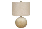 Table Lamp Lighting with Concrete Base and Drum Shade - Beige or Gray
