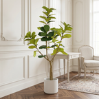 6FT Artificial Fiddle Leaf Fig Tree with Realistic Green Leaves - Black Pot