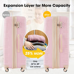 Lightweight Hardshell Luggage Set 2 Piece with TSA Lock - Black, White or Pink