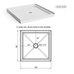 Centered Drain Shower Pan with 3-Side Tile Flanges - White