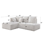 Ivory Sectional Sofa with Chaise - Corduroy Upholstery