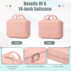 ABS 2-Piece Luggage Set with Spinner Wheels and Combination Lock - Pink