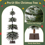 Pre-Lit Snow Flocked Pencil Christmas Tree Set - White (3-Pack)