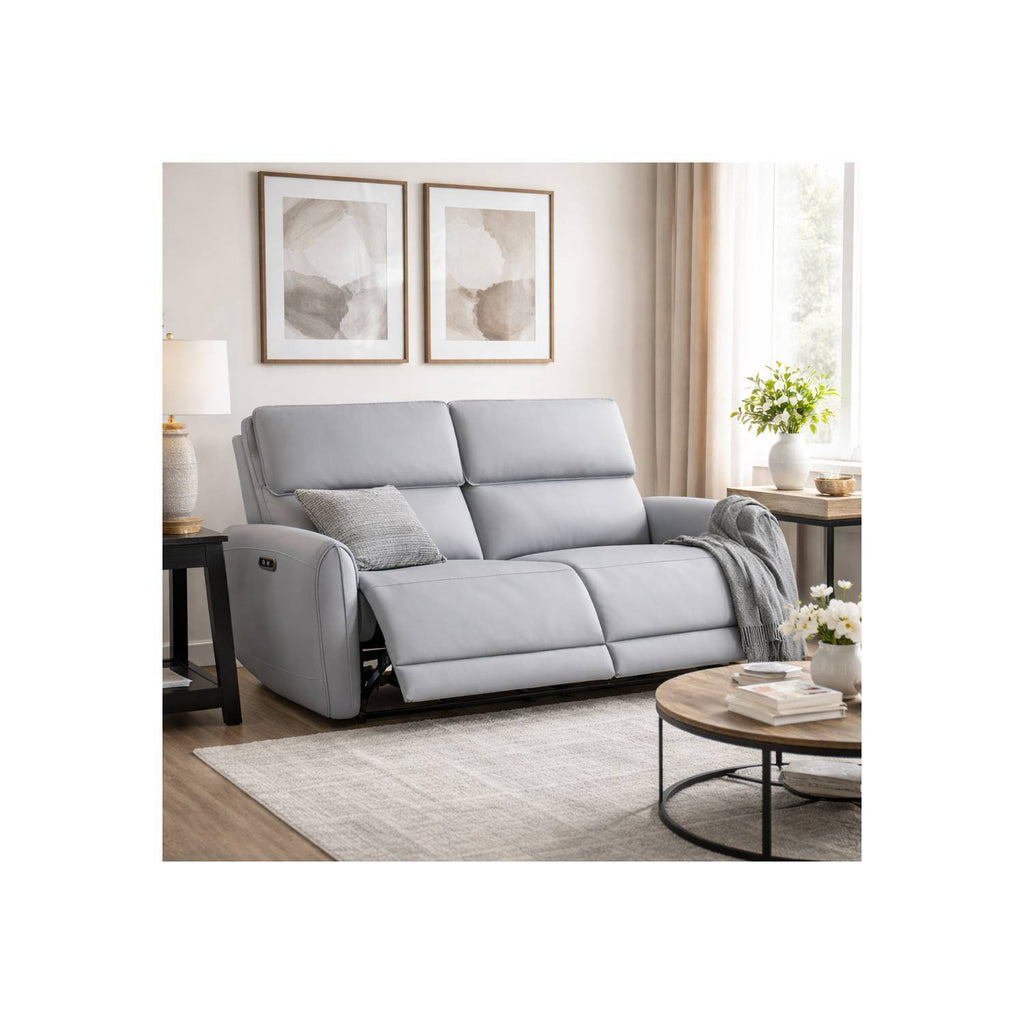 Power Motion Reclining Sofa with USB Port - Gray Faux Leather