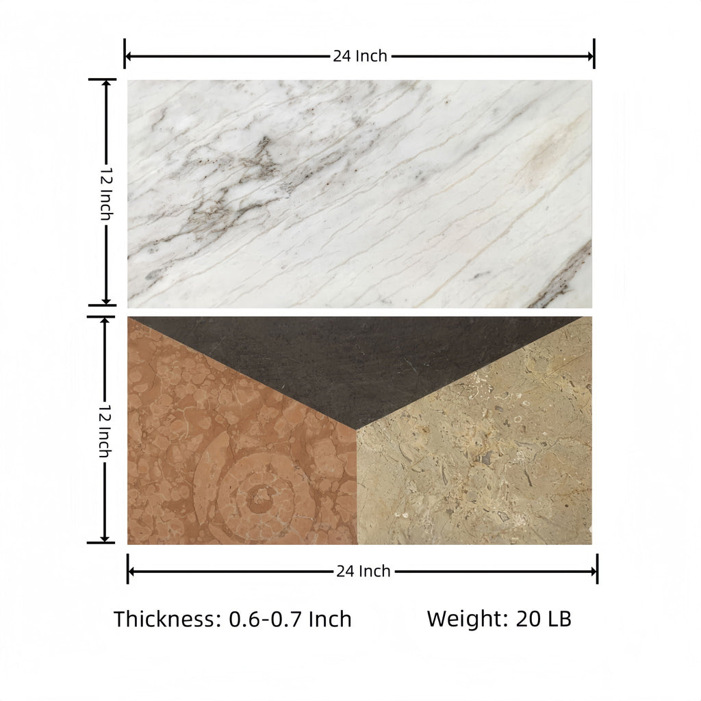 Polished Marble Decorative Tiles with Artistic Variety - White / Multi