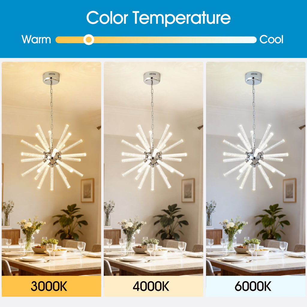 24-Light Bubble Pillar Chandelier with Adjustable Pendant Lighting - Metal