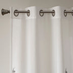 Burnout Printed Curtain Panel with Semi-Sheer Botanical Design - Grey