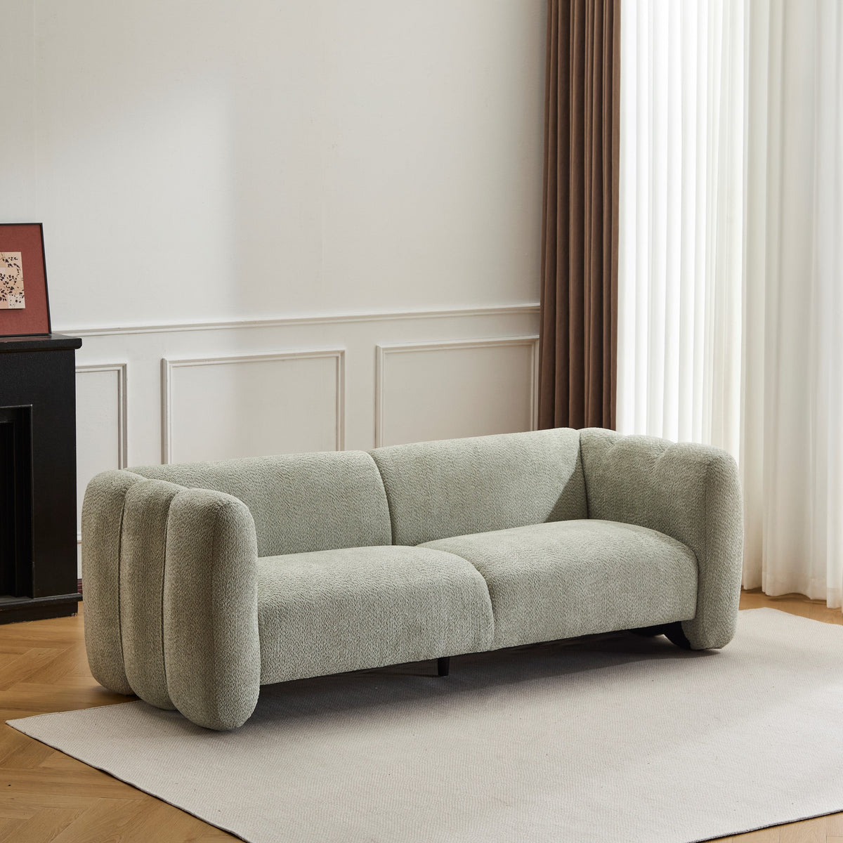 Boucle 3-Seater Sofa with Wave Design - 83"
