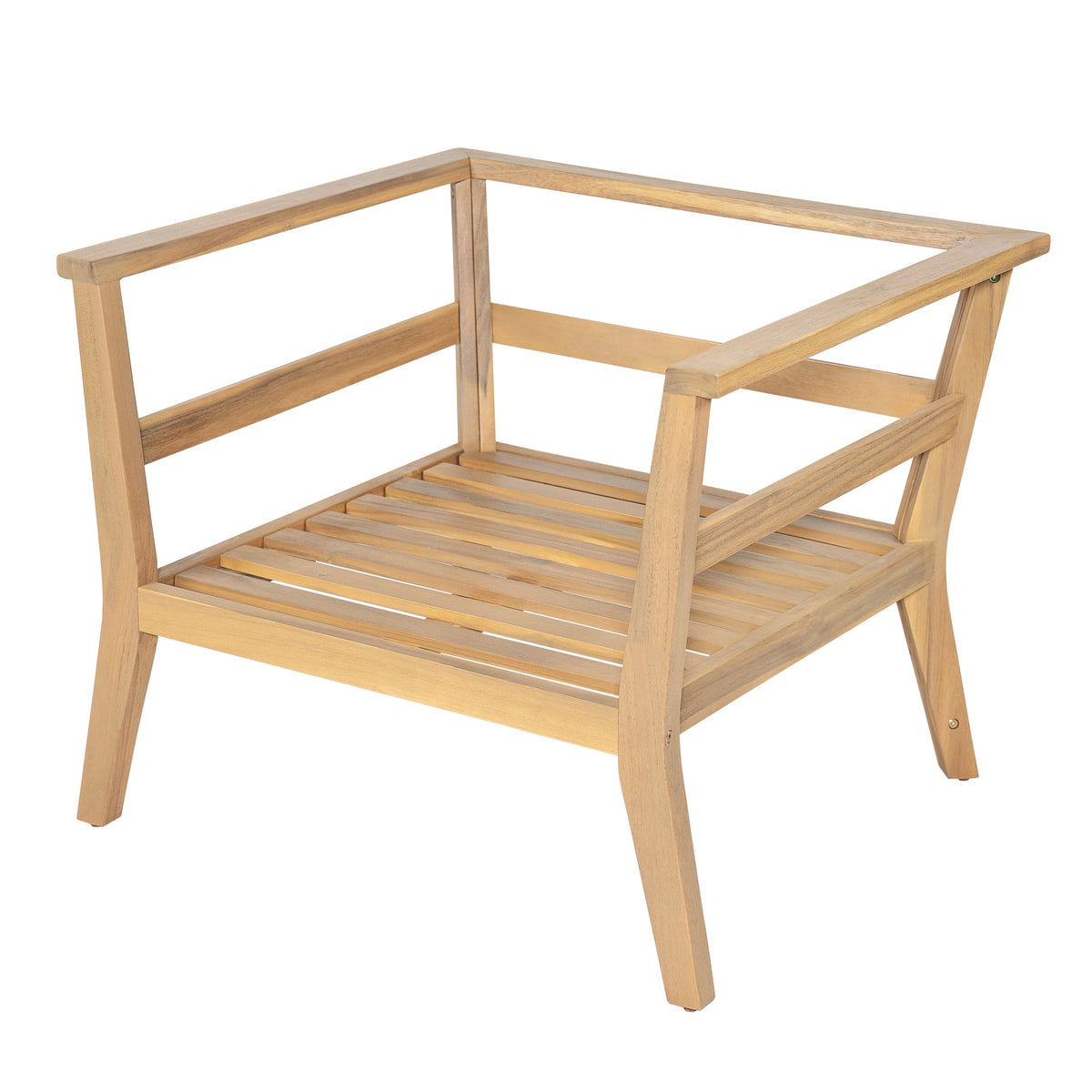 Acacia Wood Outdoor Club Chair with Arms - Removable Cushions