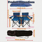 Portable Double Folding Beach Chair Set with Umbrella - Oxford Fabric