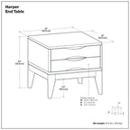 Handcrafted End Table with 2 Drawers - Light Brown, Dark Brown, or Black